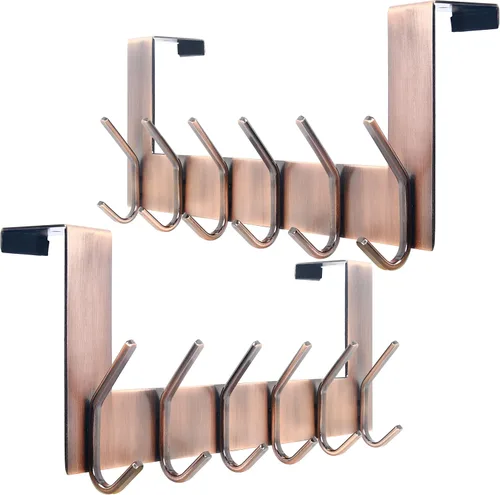 Vista 9 de WEBI Ganchos sobre la Puerta Colgador de Puerta, Toallero sobre la Puerta con 6 Ganchos para Colgar, Colgador de Abrigos y Toallas para Puerta Negro