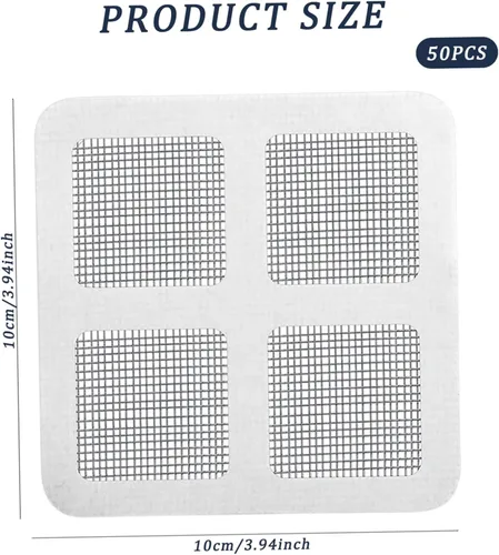Vista 6 de 50 calcomanías desechables para drenaje de cabello, cubiertas de drenaje cuadradas de 4 x 4, autoadhesivas, multiusos, de PVC, para ducha, bañera