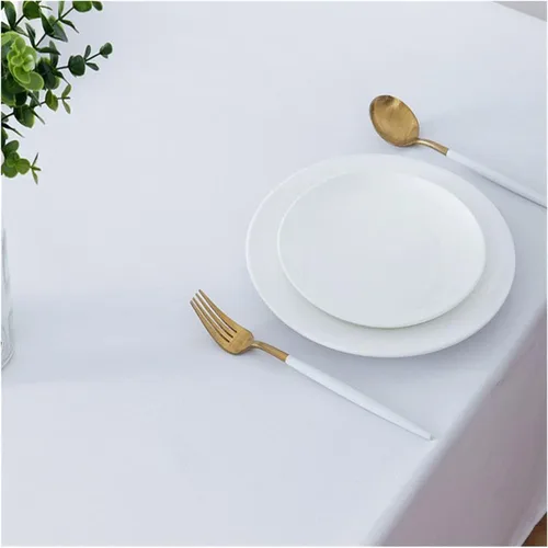 Vista 4 de GRFIT Mantel de color sólido blanco mantel de mesa de moda para comedor, mantel liso para mesa rectangular (color blanco, tamaño: 35.4 x 82.7 in)