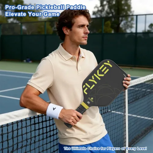 Vista 6 de FLYKEY Pickleball Paddles, T700 Carbon Fiber Pickleball Paddle with a 16mm Shark Power Polymer Core, USAPA Approved Pickle Ball Paddle, Strong Spin