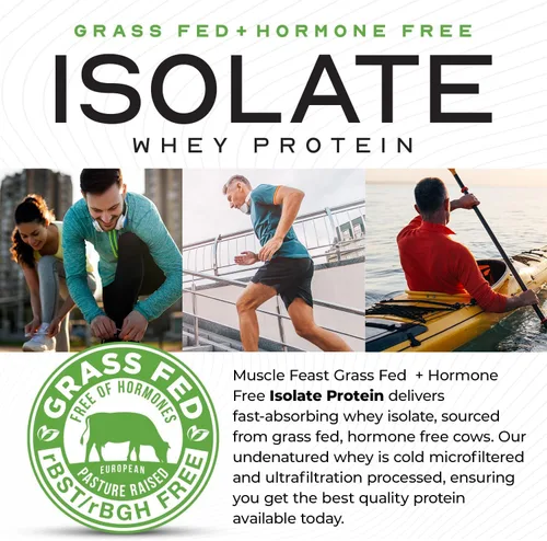 Vista 5 de Muscle Feast Proteína de suero aislada de vacas alimentadas a pasto, totalmente natural sin hormonas, criadas en pasto, Proteína de suero aislada
