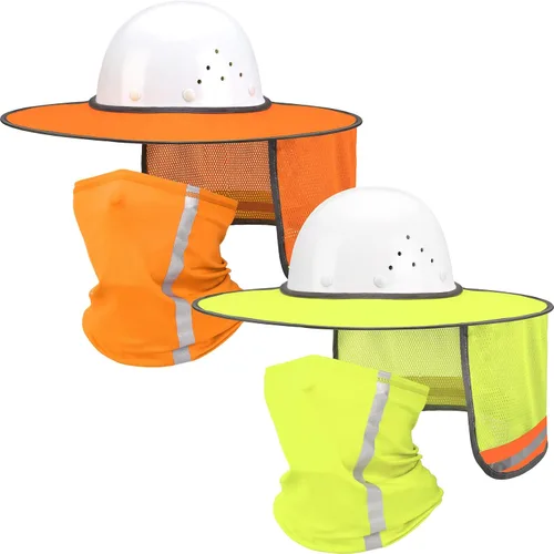 Vista 15 de SATINIOR 4 unidades de sombrero duro para sombrero de alta visibilidad, visera de sol y polaina para el cuello, bandana con tira reflectante, Negro
