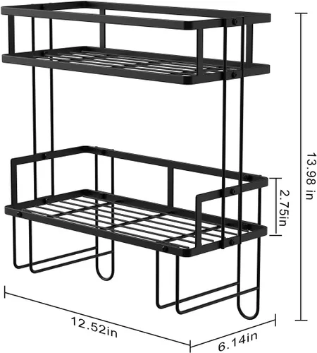 Vista 2 de FLOLXNB Estante de Almacenamiento Sobre el Inodoro, Organizador de Almacenamiento de Baño de 2 Niveles Actualizado Sin Perforaciones para Inodoro