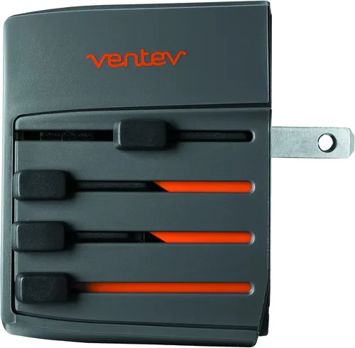 Vista 2 de Ventev Global Charginghub 300 Carga simultáneamente dos dispositivos USB, el adaptador de viaje de dos puntas funciona en más de 150 países, se