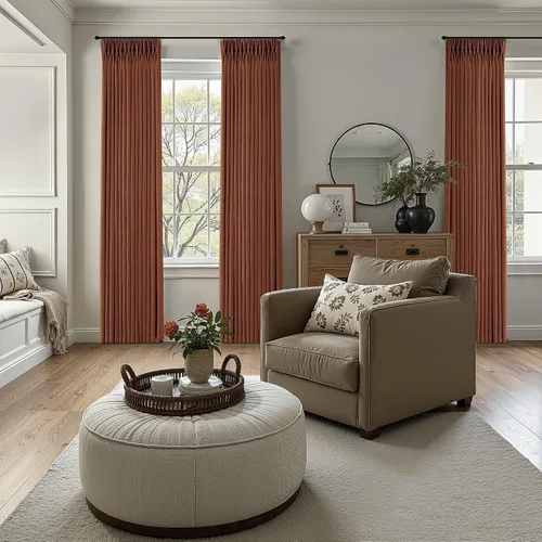 Vista 68 de Cortinas de lino plisadas Blanco crema