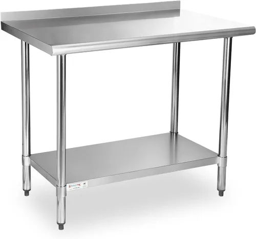 Vista 13 de STABLEINK Mesa de acero inoxidable con protector contra salpicaduras de 30 Con Backsplash