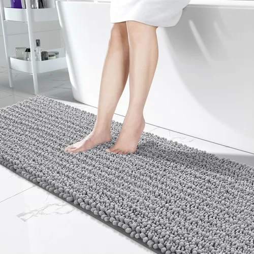 Vista 106 de Yimobra Alfombras de Baño Antideslizantes Lavables - Alfombra de Baño de Chenilla Ultra Suave Absorbente, Alfombra Peluda de Secado Rápido para Negro