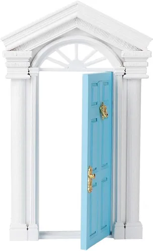Vista 9 de Puerta de madera de casa de muñecas 1:12, puerta de hadas en miniatura para casa modelo a escala, accesorio de decoración de madera de abedul