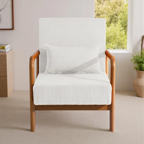 Vista 4 de Silla decorativa, sillón moderno de mediados de siglo con almohada, sofá tapizado, silla auxiliar de lectura para sala de estar y dormitorio A