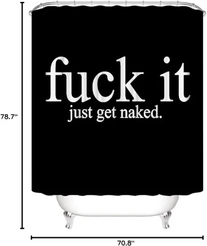 Vista 7 de Fuck It Cortina de ducha Get Naked, tela de poliéster, lavable a máquina, impermeable, decoración de baño, ojales de cobre reforzado, regalo, 12