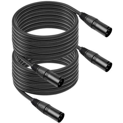 Vista 9 de Paquete de 2 cables de micrófono XLR macho a macho de 3 pines, cable de audio equilibrado profesional con cobre sin oxígeno, conectores chapados