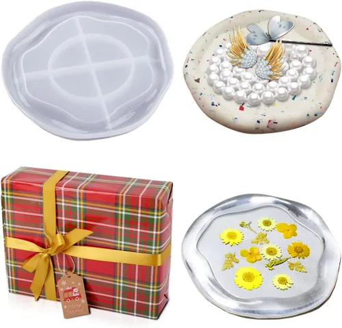 Vista 10 de Molde de resina ovalada irregular para bandeja de fruta, molde de resina para posavasos de resina de silicona para fundición de epoxi, caja