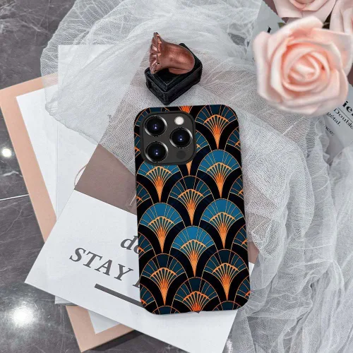 Vista 7 de CARLOCA Compatible con iPhone 12, Funda de Art Deco con patrón, TPU suave + PC duro 2 en 1, Funda protectora única con patrón, antiarañazos, TPU