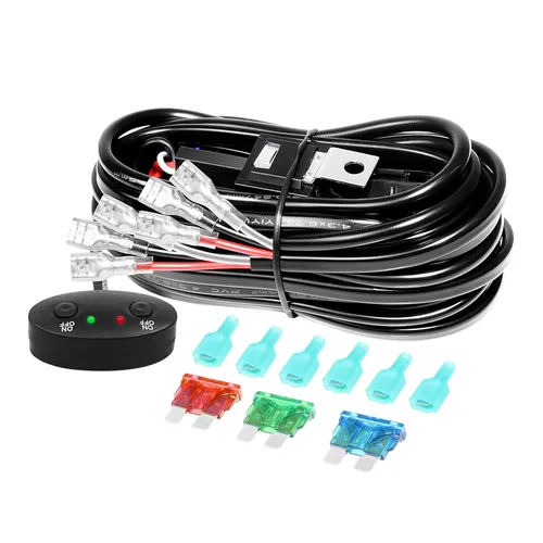 Vista 11 de RIGIDON Kit de mazo de cables de barra de luz LED, interruptor basculante de 12 V, 18 AWG, relé de alimentación, cable automotriz para barra de luz