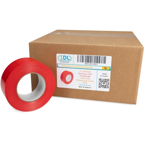 Vista 9 de IDL Packaging Cinta de estuco roja de 2 pulgadas x 60 yardas, 1 rollo, resistente – 60 días de larga duración – Se quita sin dejar rastro