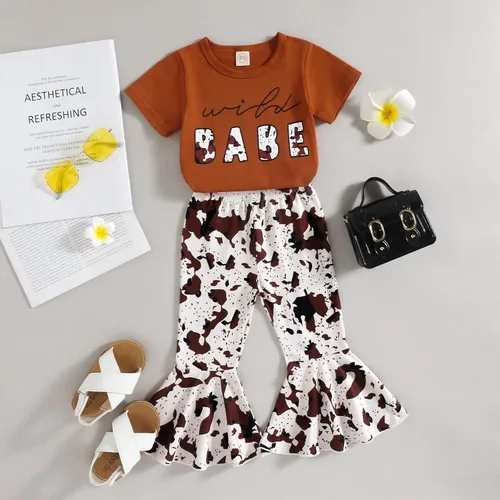 Vista 25 de Eadrioss Ropa para bebé niña pequeña, traje de campana de manga corta, camisa de flores para niños, pantalones florales acampanados, ropa de verano