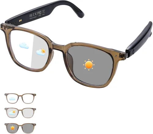 Vista 13 de Lentes inteligentes para hombres y mujeres, orejas abiertas, protección UV, lentes de sol polarizados Bluetooth con altavoces de micrófono