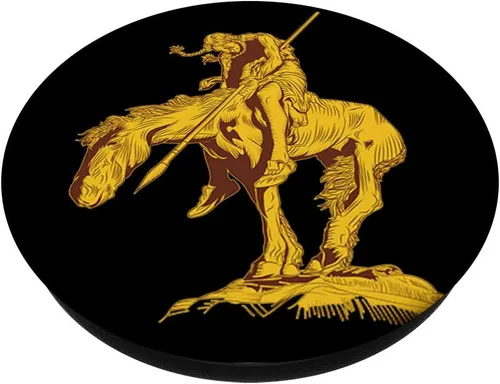 Vista 2 de The Trail End Native American Vintage Art PopSockets Grip y soporte para teléfonos y tabletas, Negro