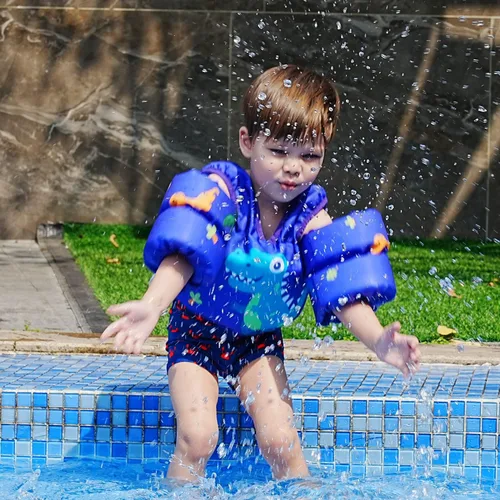 Vista 9 de DOOHALO Flotadores de natación para niños de 28 a 70 libras, chaleco flotante de hombro para niños de 2 a 8 años de edad, para niños y niñas, bebés
