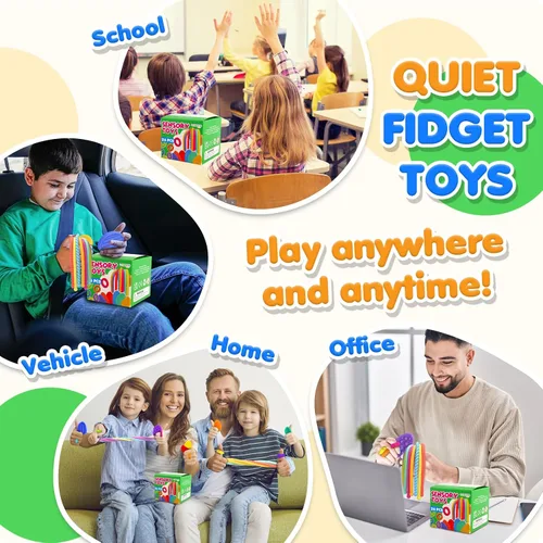 Vista 6 de Juguetes Sensoriales Fidget para Niños: Paquete de 26 Fidgets Silenciosos Blanditos para Premios de Estudiantes de Aula - Anillos Fidget Suaves