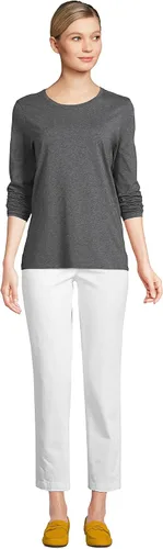 Vista 5 de Lands' End Camiseta de manga larga, cuello redondo y holgada, de algodón Supima, para mujer