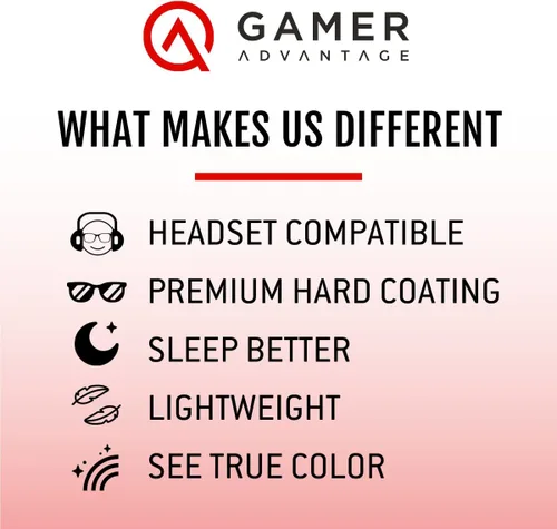 Vista 5 de Gamer Advantage Lentes de luz azul, ligeros y elegantes, con tecnología de lente de bloqueo de luz azul, (tormenta)
