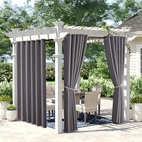 Vista 58 de NICETOWN Cortina para Exteriores para Patio Impermeable de 84 Pulgadas de Ancho, Aislamiento Térmico con Ojales Antioxidantes Bloqueo UV Cortina
