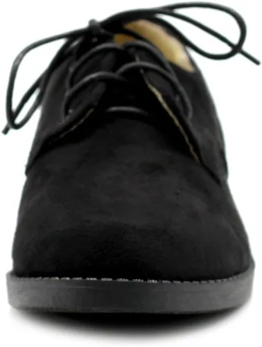 Vista 3 de Ollio Zapato plano clásico para mujer con cordones de gamuza sintética Oxford