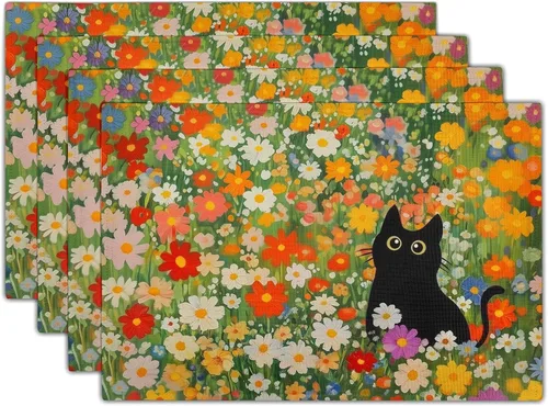 Vista 16 de Fall Placemats 12×18 Inches Set of 4 Autumn Leaves Festival Indoor Kitchen Dining Table Place Mats for Home Party Decoration