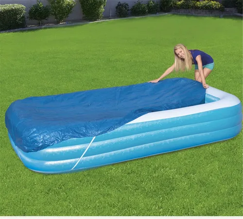 Vista 4 de Cubierta rectangular para piscina, 120 x 72 pulgadas, a prueba de polvo y lluvia para piscinas sobre el suelo (azul)