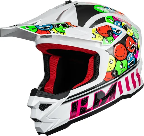 Vista 2 de ILM Casco ATV Juvenil para Niños Dirt Bike Motocross BMX Todoterreno Motocicleta Go Kart Casco DOT ECE Modelo Z705 (Chicle, S)