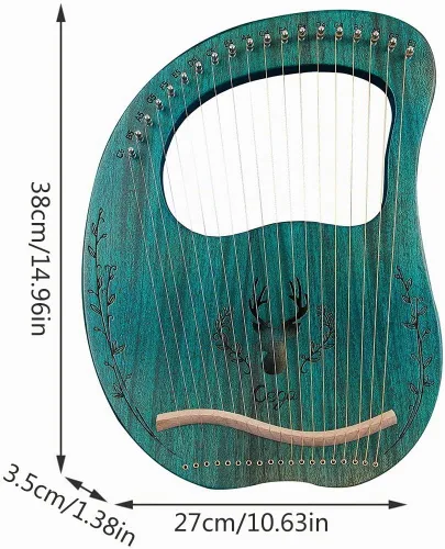 Vista 5 de Arpa de Lira, 19 cuerdas de metal, cuerpo de caoba con silla de arce Lyra Arpa con bolsa y llave incluida