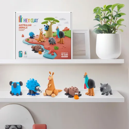 Vista 10 de HEY CLAY Fat Brain Toys Australian Animals Modeling Air Dry Clay for Kids 4-8 Craft Kits Multicolor