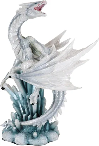Vista 4 de Ebros Gift Figura decorativa de dragón de invierno de nieve ártica blanca en cristal gigante de hielo de montaña glaciar rocas estatua Winterland