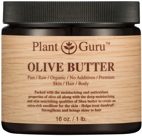 Vista 2 de Mantequilla corporal de oliva de 4 oz. 100% pura cruda, fresca y natural, prensada en frío. Hidratante para la piel, cuerpo y cabello, cremas