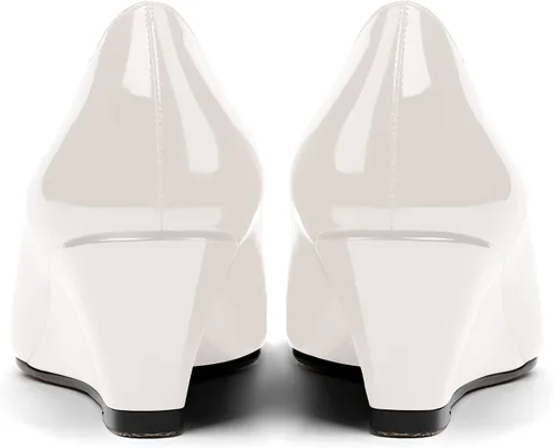 Vista 4 de MERRORI Zapatos de tacón bajo con cuña y puntera cuadrada sólida para mujer, de 2 pulgadas
