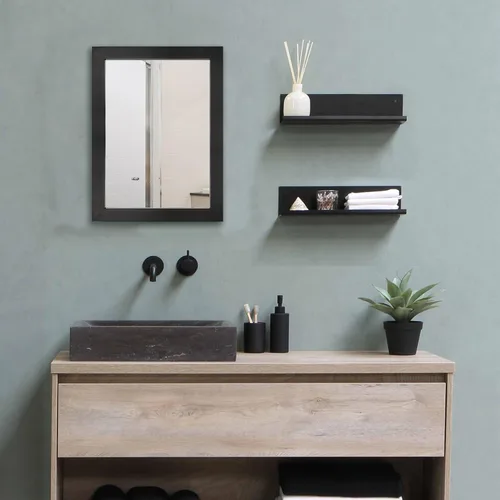 Vista 5 de BOMINICA Espejo de Pared Rectangular Enmarcado Decorativo 12" x 16" para Baño, Sala de Estar, Tocador, Negro