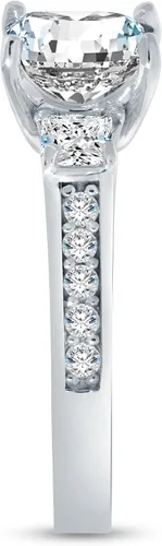 Vista 5 de Anillo de compromiso de plata esterlina 925 con 3 circonias cúbicas - corte princesa con piedras laterales