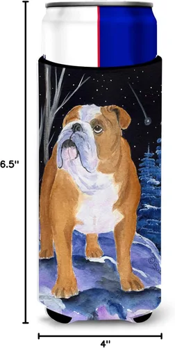 Vista 7 de Caroline's Treasures SS8405MUK Starry Night Bulldog Inglés Ultra Hugger para latas delgadas puede enfriar la manga Hugger Lavable a máquina Funda