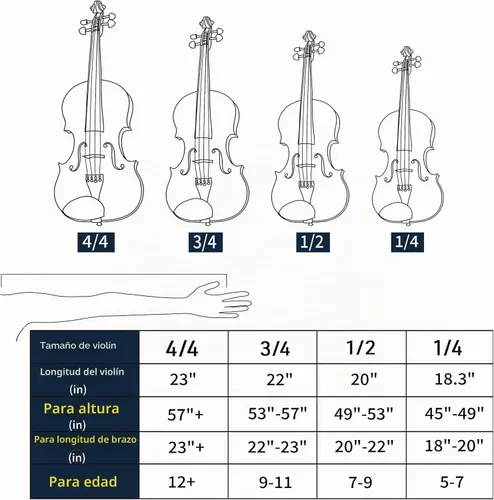 Vista 8 de Mendini 1/2 MV Violín de madera maciza con estuche rígido, soporte para los hombros, arco, colofonia y cuerdas adicionales Satén Antiguo