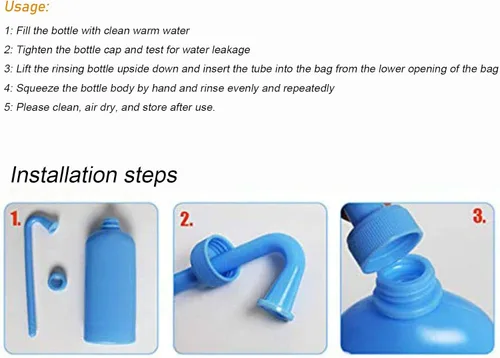 Vista 5 de Herramienta de limpieza de bolsas de colostomía, botella de limpieza para bolsa de colostomía, botellas de lavado de plástico, suministros