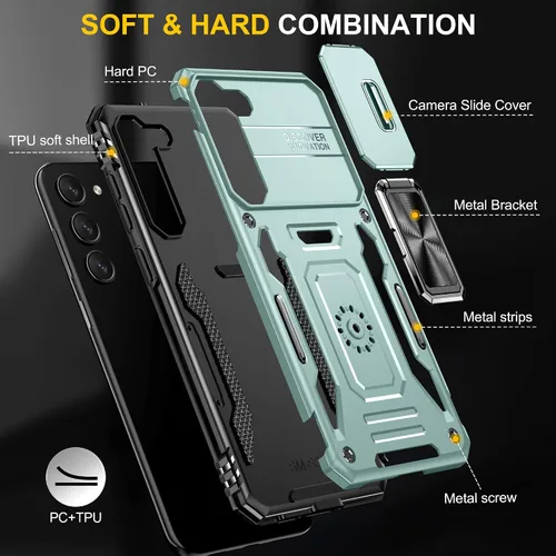 Vista 7 de ANGELAS - Funda a prueba de golpes para Samsung Galaxy S23 Plus, parachoques de silicona TPU con protección anticaídas, cubierta deslizante