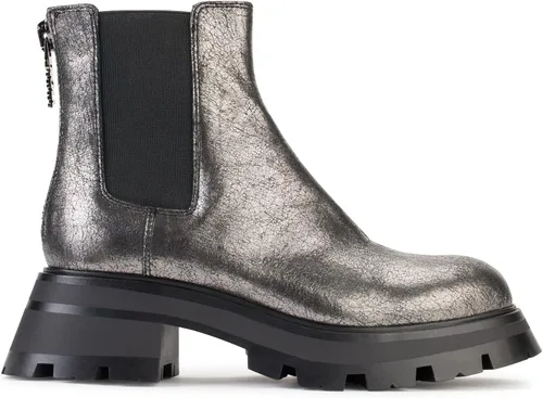 Vista 5 de DKNY Botas de combate de cuero liso metálico para mujer