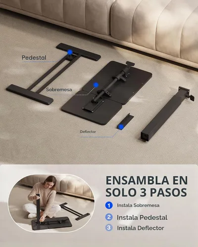 Vista 7 de FLEXISPOT Mesa C de resorte de gas de 28 pulgadas con tapa inclinable Negro