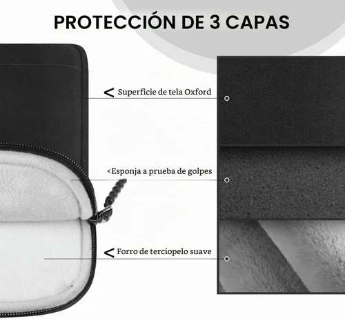 Vista 4 de Funda para laptop de 14 pulgadas, a prueba de golpes, funda protectora para computadora con bolsillo frontal, resistente al agua, duradera, bolsa