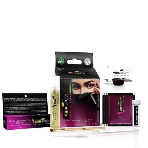 Vista 20 de Polvo de tinte para cejas natural marrón medio de MinaiBrow Kit de tinte instantáneo a prueba de manchas con cepillo doble biselado Marrón medio +