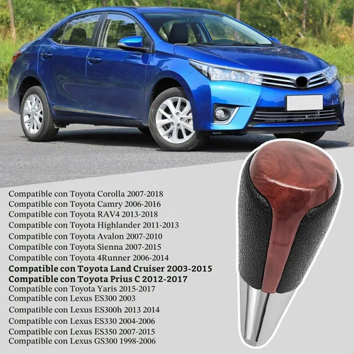 Vista 6 de Compatible con Toyota Camry Corolla Highlander RAV4 Pomo de palanca de cambios de fibra de carbono Cubierta de cabeza de palanca de cambios