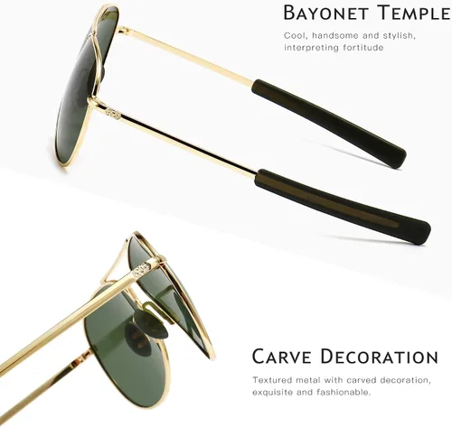 Vista 4 de SUNGAIT Gafas de sol de aviador para hombre polarizadas estilo militar 100 protección UV400