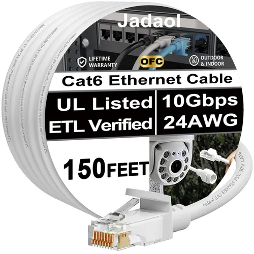 Vista 7 de Cable Ethernet Cat 6 de 1 pie (paquete de 6), para exteriores e interiores, compatible con red Cat7 de 10 Gbps, cable de conexión LAN plano