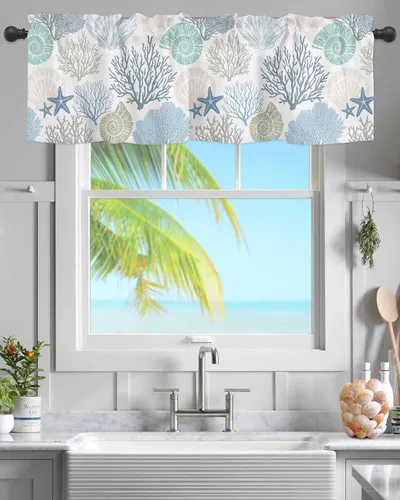 Vista 12 de Cenefa de muñeco de nieve de Navidad para ventanas de cocina, cenefas de invierno con bolsillo para barra, cortinas cortas, copos de nieve, bayas